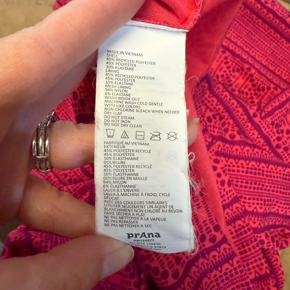 Prana Quinn Dress Fuchsia pink lace Geometric Print Racerback Women's Size Small